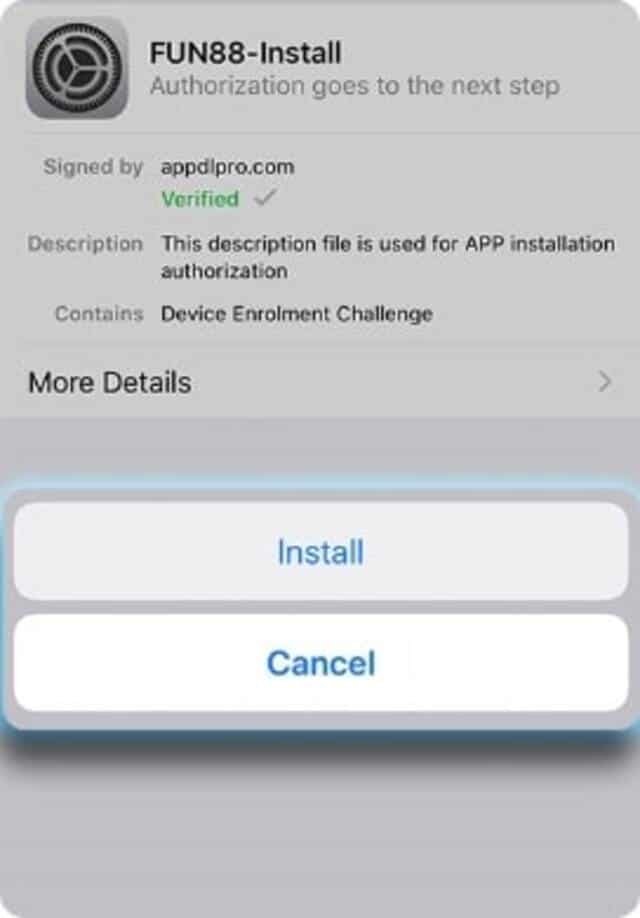 Chọn cancel và tiến hành install fun88 app Chọn cancel và tiến hành install fun88 app