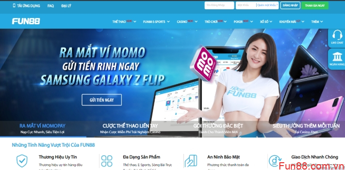 Bước 1: Truy cập vào trang web của nhà cái Fun88