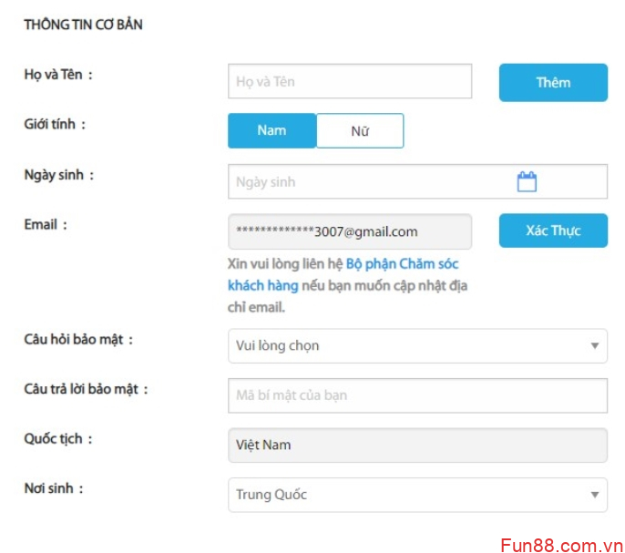 Hướng dẫn đăng ký Fun88
