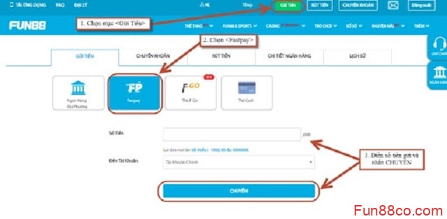 Nạp tiền qua Fastpay Nạp tiền qua Fastpay
