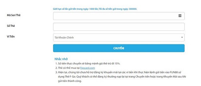 Thực hiện giao dịch chuyển quỹ Fun88 Thực hiện giao dịch chuyển quỹ Fun88