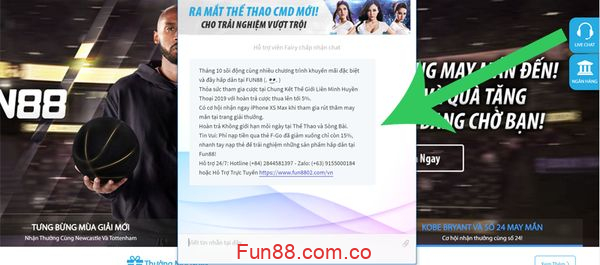 Hướng dẫn chat với nhân viên Fun88
