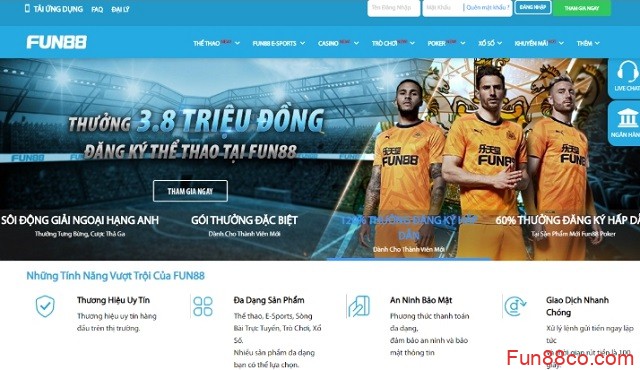 Fun88 là một trong những sân chơi cá cược giải trí có tiếng hàng đầu trên khu vực Châu Á hiện nay Fun88 là một trong những sân chơi cá cược giải trí có tiếng hàng đầu trên khu vực Châu Á hiện nay