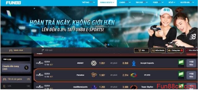Người chơi muốn chọn sản phẩm nào tham gia cá cược thì nhấp vô mục của sản phẩm đó và chọn một trận đấu bất kỳ Người chơi muốn chọn sản phẩm nào tham gia cá cược thì nhấp vô mục của sản phẩm đó và chọn một trận đấu bất kỳ