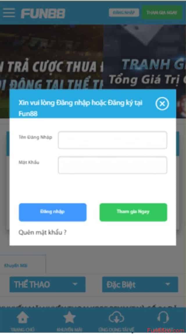 Người chơi tiến hàng đăng nhập tài khoản vào ứng dụng để được tham gia cá cược tại cổng game Fun88 Người chơi tiến hàng đăng nhập tài khoản vào ứng dụng để được tham gia cá cược tại cổng game Fun88