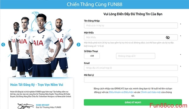 Các bước đăng ký tài khoản tại Fun88 Các bước đăng ký tài khoản tại Fun88